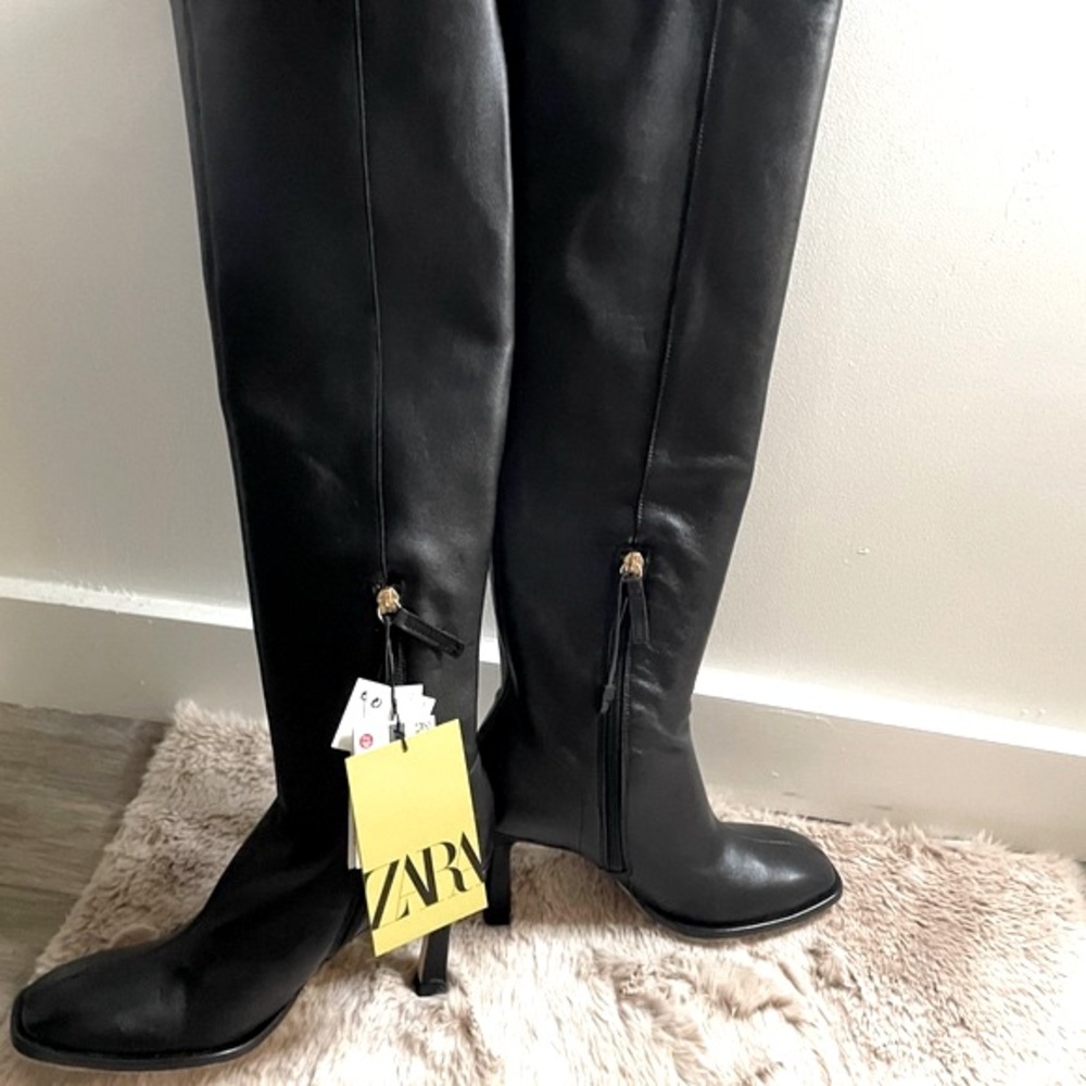 ZARA HEELED LEATHER BOOTS MADE IN SPAIN - Picture 13 of 14